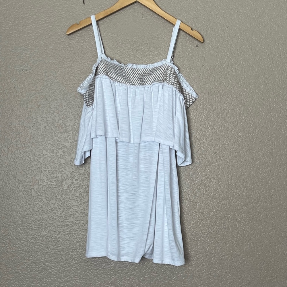 TERRA & SKY WOMENS PLUS SIZE SMOCKED OFF SHOULDER BLOUSE WITH RUFFLES